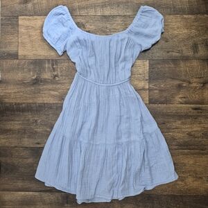 Japna Light Blue Puff Sleeve Dress